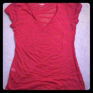 Express red tiger striped top with sheer stripes